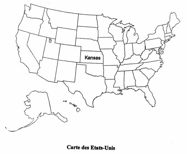 Positionnement du Kansas sur la carte des Etats-Unis