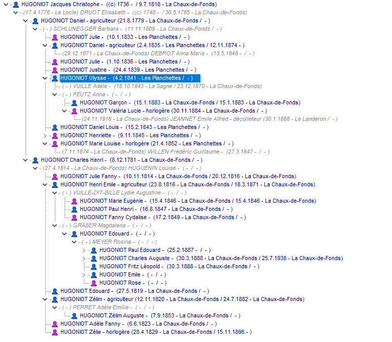 Descendance de Jacques Christophe Hugoniot